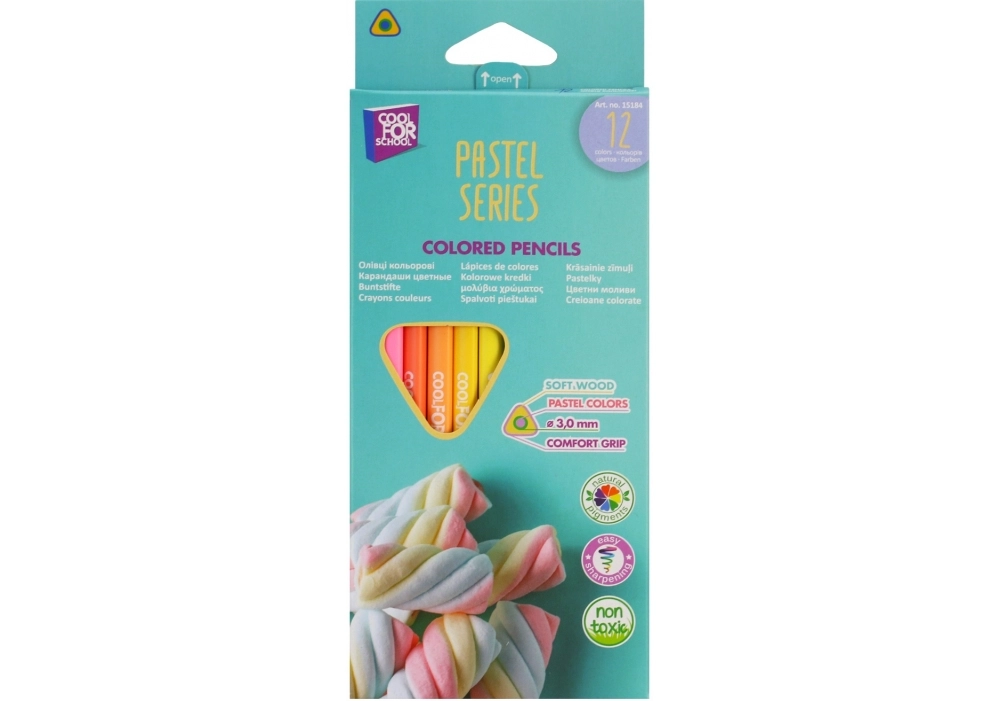 Олівці кольорові преміум COOLFORSCHOOL PASTEL тригранні 12шт