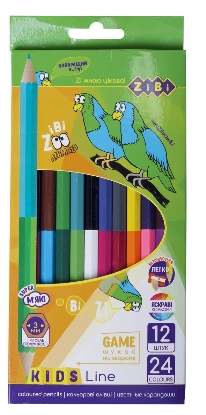 ОЛІВЦІ КОЛЬОРОВІ ZiBi Double, 12 шт. (24 кольорів), KIDS LINE ZB.2463