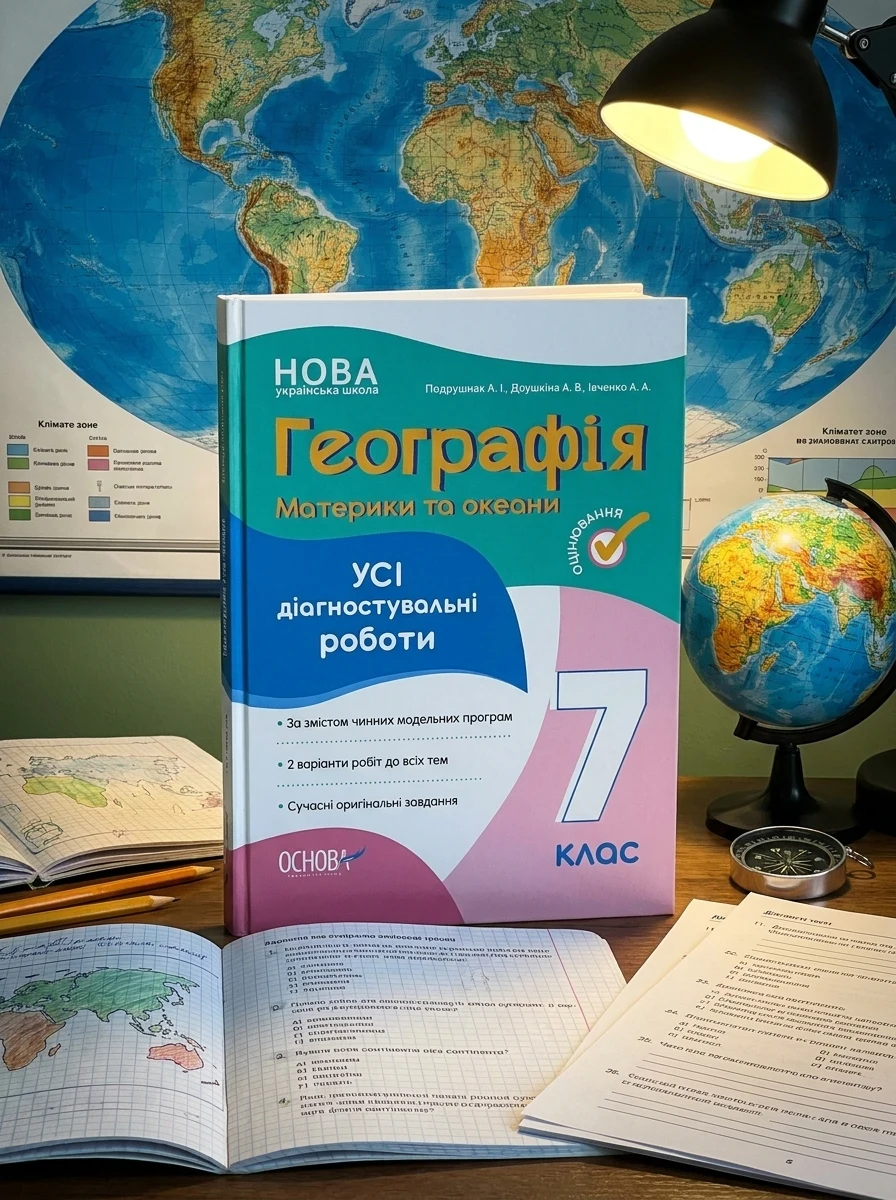Оцінювання. Географія. Материки та океани. УСІ діагностувальні роботи. 7 клас — Вивчення мов