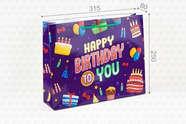 Пакет подарунковий WonderPack 315х250х80мм Happy Birthday to you ПР008-о5