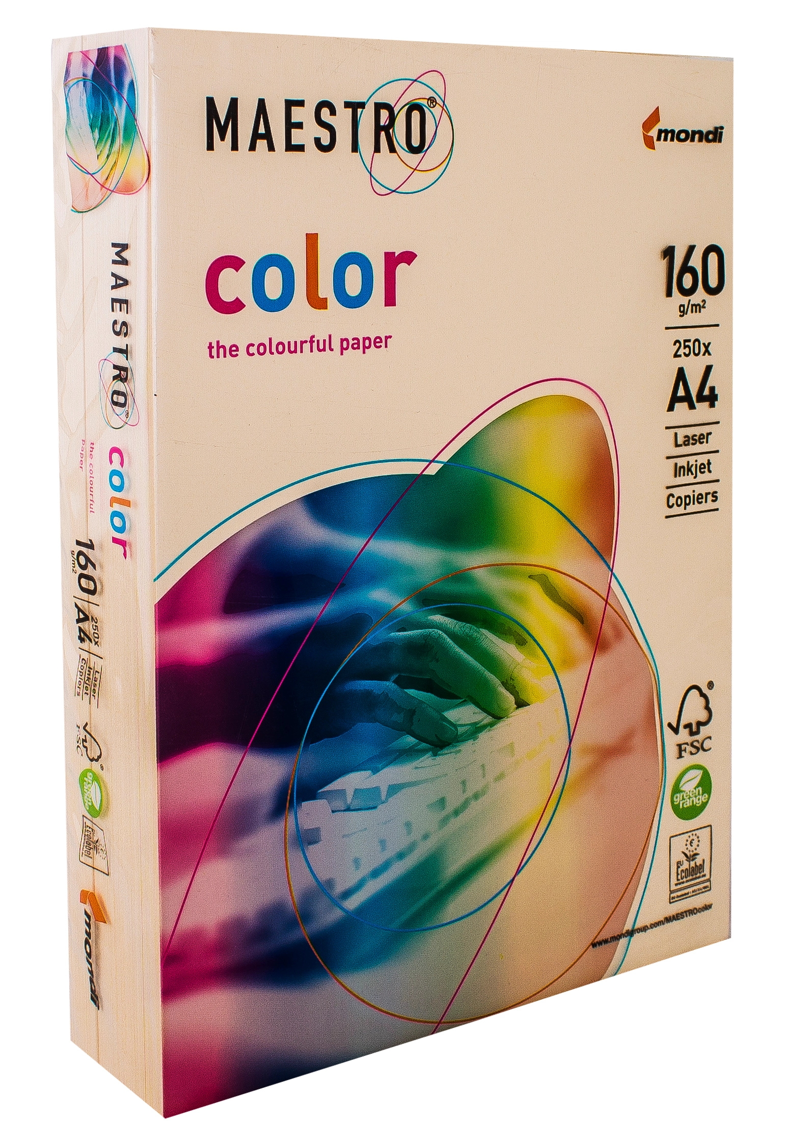 Папір кольоровий A4 160г/м Pastell 250арк CR20 Cream кремовий Maestro Color