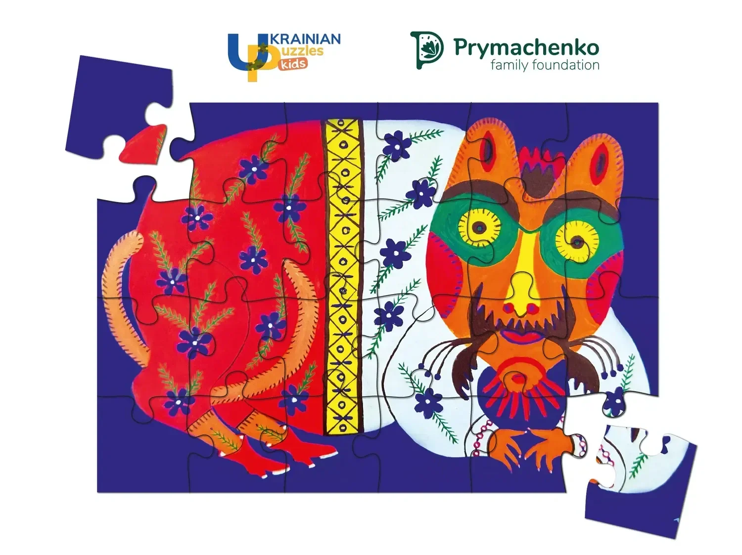 Пазл дерев'яний «Український кіт у чоботях» Марія Примаченко