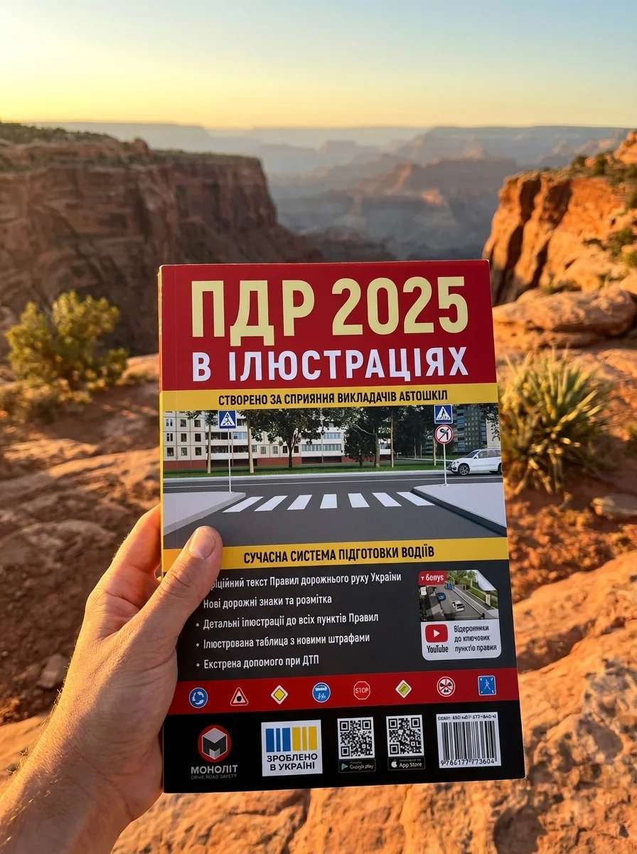 ПДР 2025 в ілюстраціях. Правила дорожнього руху України.  Ілюстрований навчальний посібник великий, обкладинка