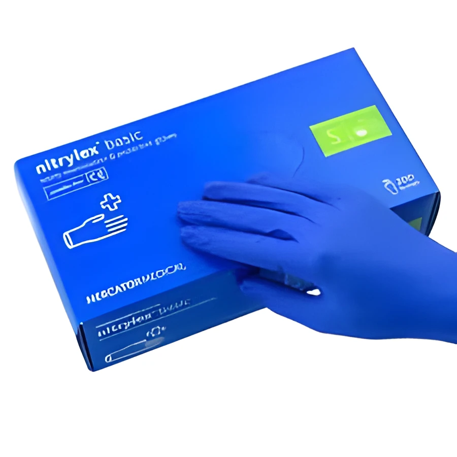 ПЕРЧАТКИ ОДНОРАЗОВІ 100 шт. (50пар) нітрилові NITRYLEX  BASIC М сині
