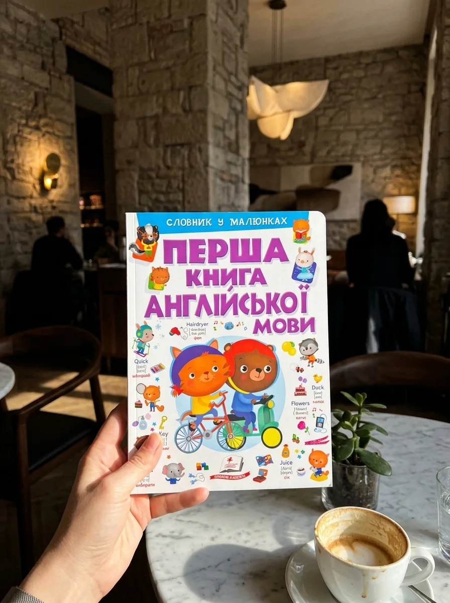 Перша книга англійської мови. Словник у малюнках фіолетовий — Барзотті Елеонора, обкладинка