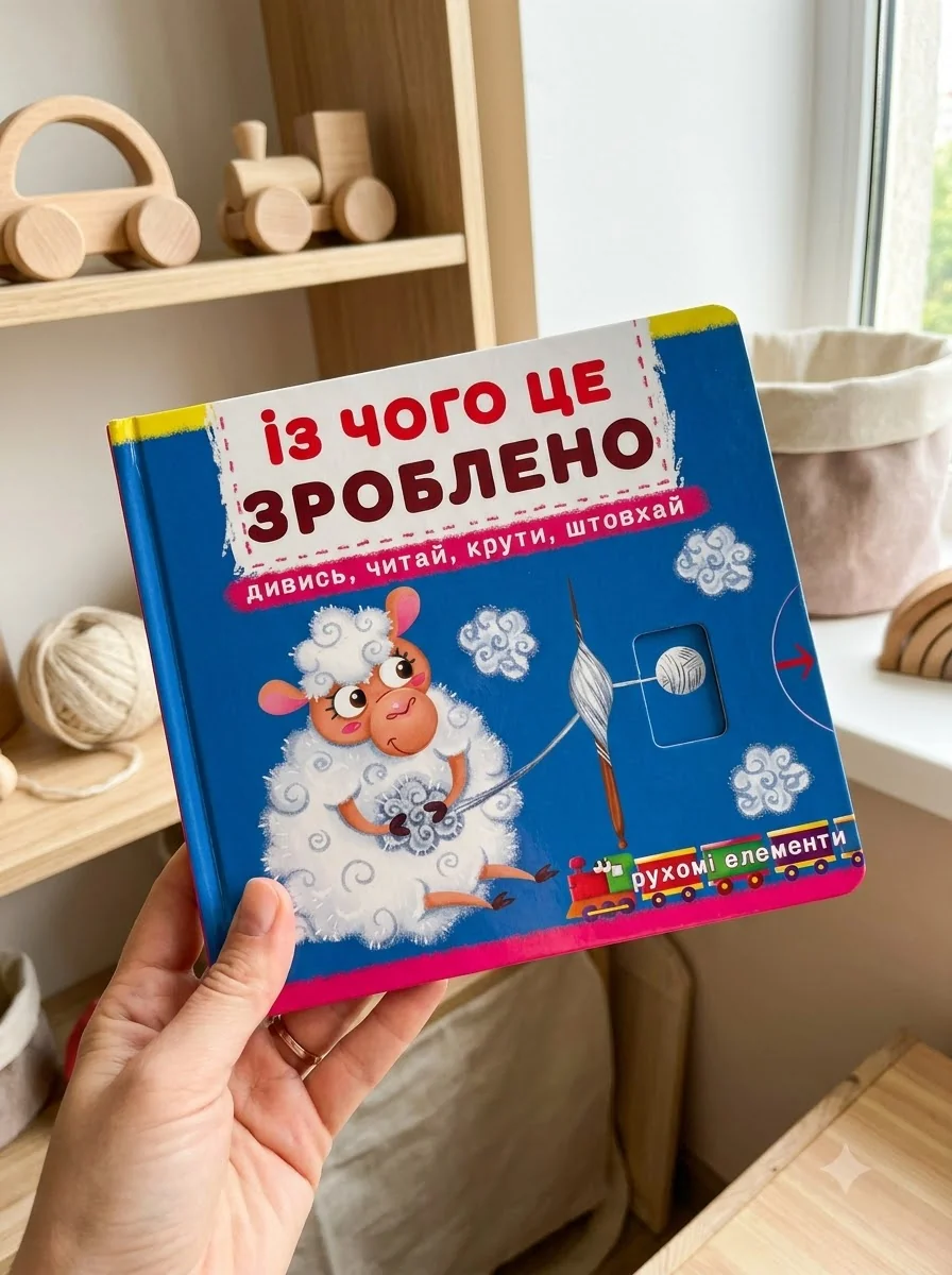 Перша книжка з рухомими елементами. Із чого це зроблено. Дивись, читай, крути, штовхай — фото 2