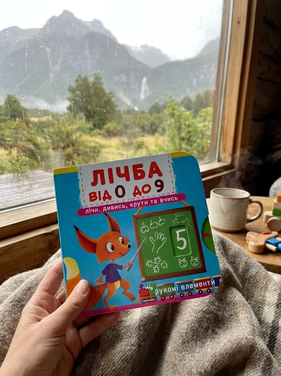 Перша книжка з рухомими елементами. Лічба від 0 до 9. Лічи, дивись,крути та вчись — фото 2