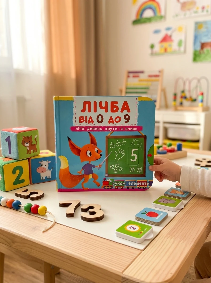 Перша книжка з рухомими елементами. Лічба від 0 до 9. Лічи — Дитяча література