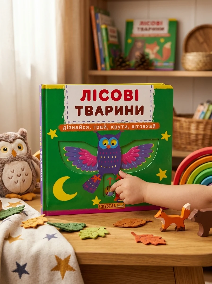 Перша книжка з рухомими елементами. Лісові тварини. Дізнайся, грай, крути — Дитяча література