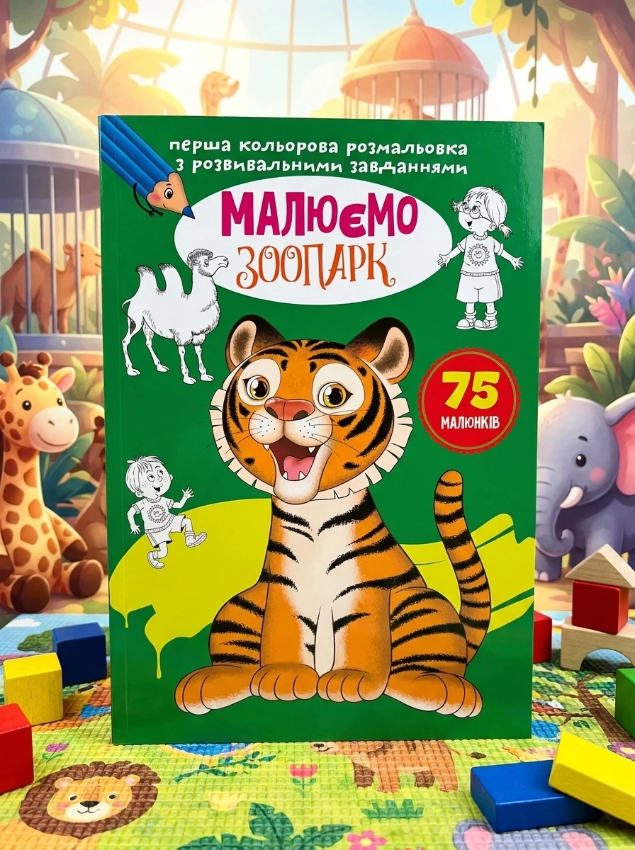 Перша кольорова розмальовка з розвивальними завданнями. Малюємо зоопарк, — Дитяча література