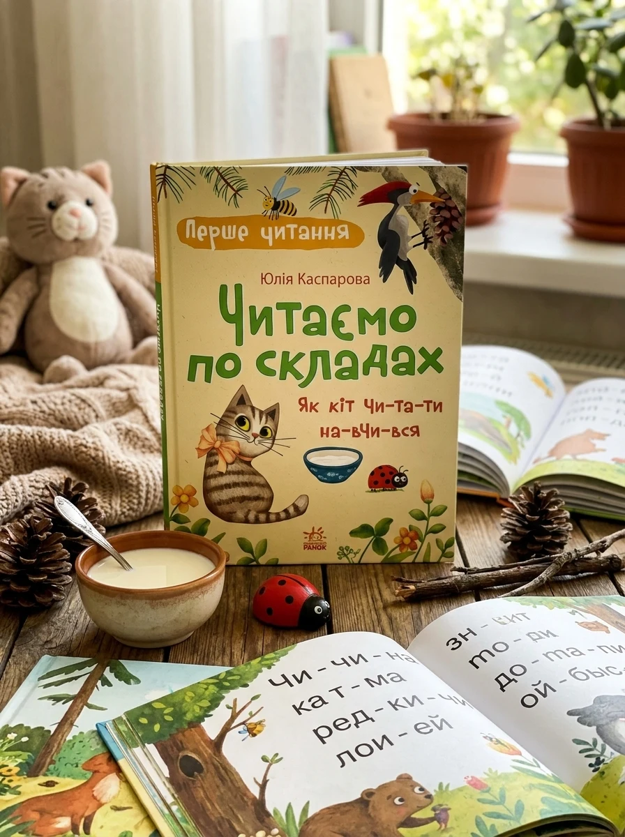 Перше читання. Читаємо по складах. Як кіт читати навчився