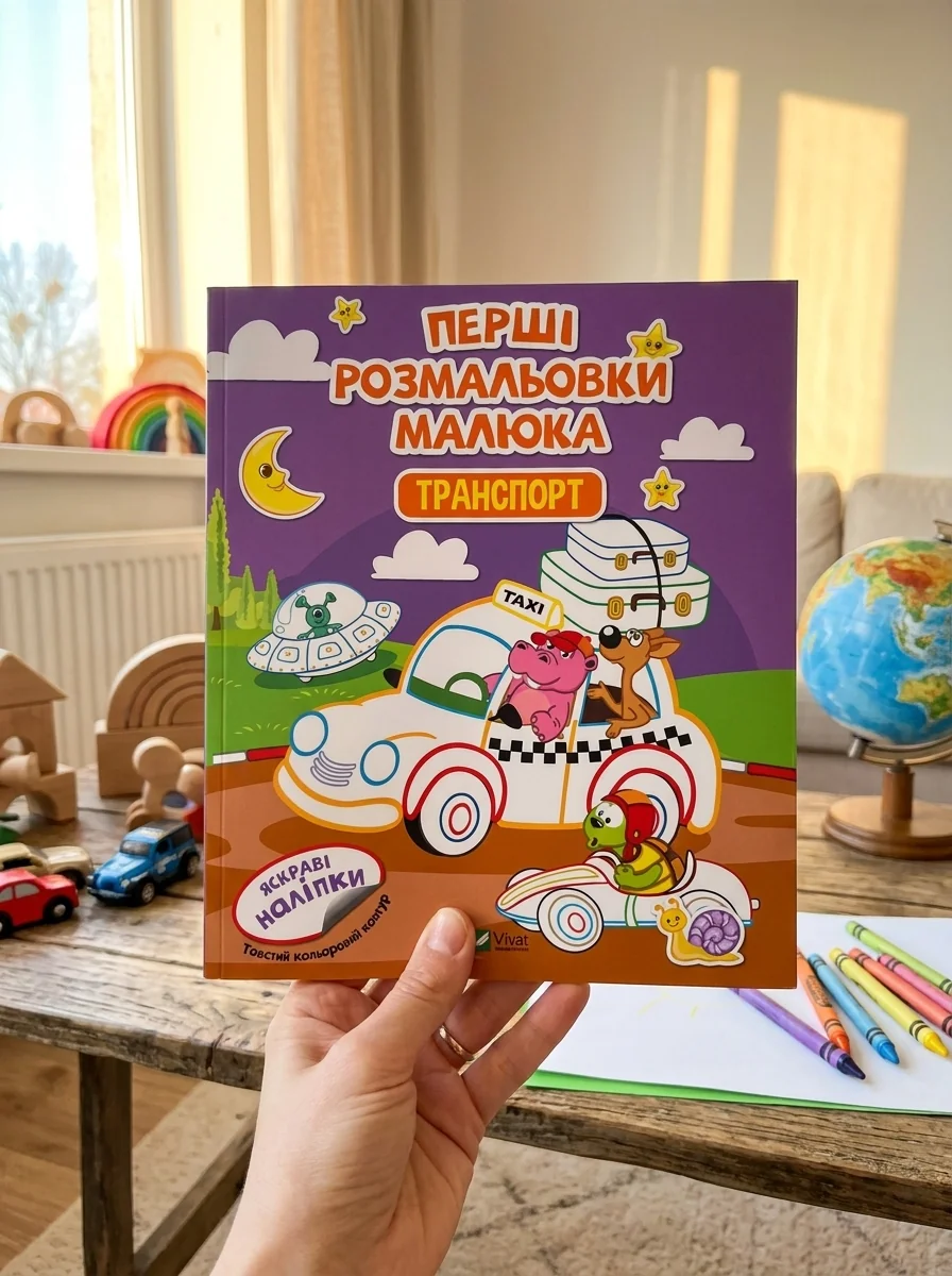 Перші розмальовки малюка. Транспорт. Яскраві наліпки | купити книгу онлайн
