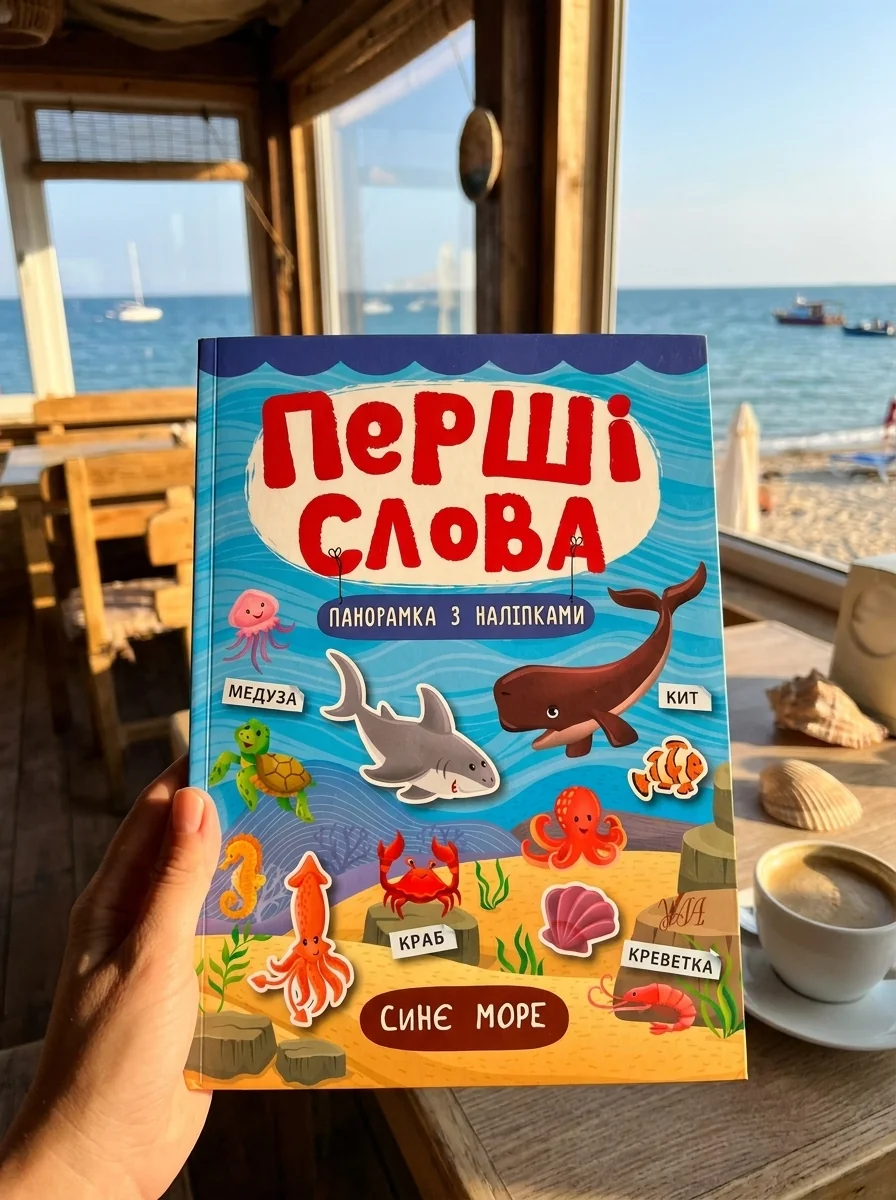Перші слова. Синє море. Панорамка за наліпками — Катерина Смірнова, обкладинка