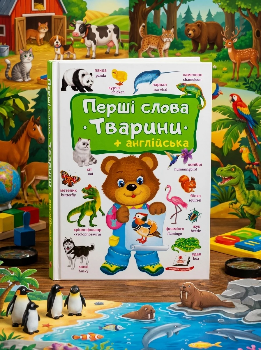 Перші слова. Тварини + англійська — Дитячі книги