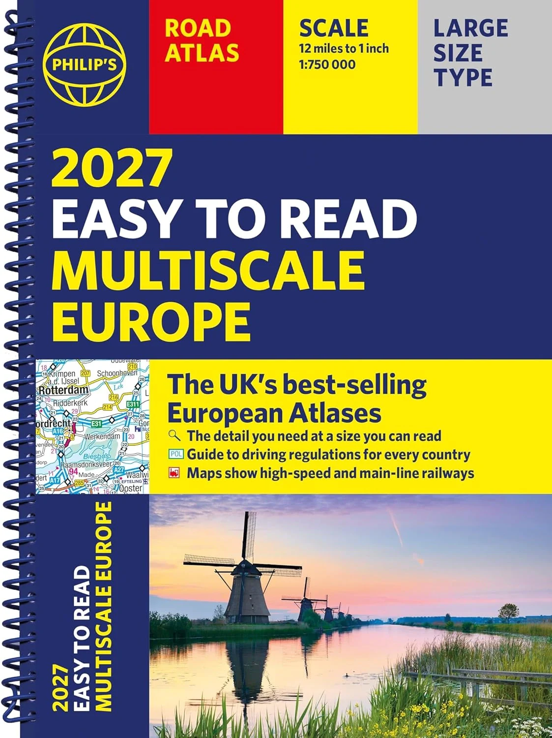 Philip's 2027 Easy to Read Multiscale Road Atlas of Europe,