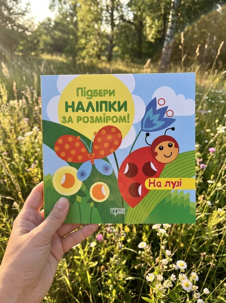 Підбери наліпки за розміром. На лузі — Дитяча література