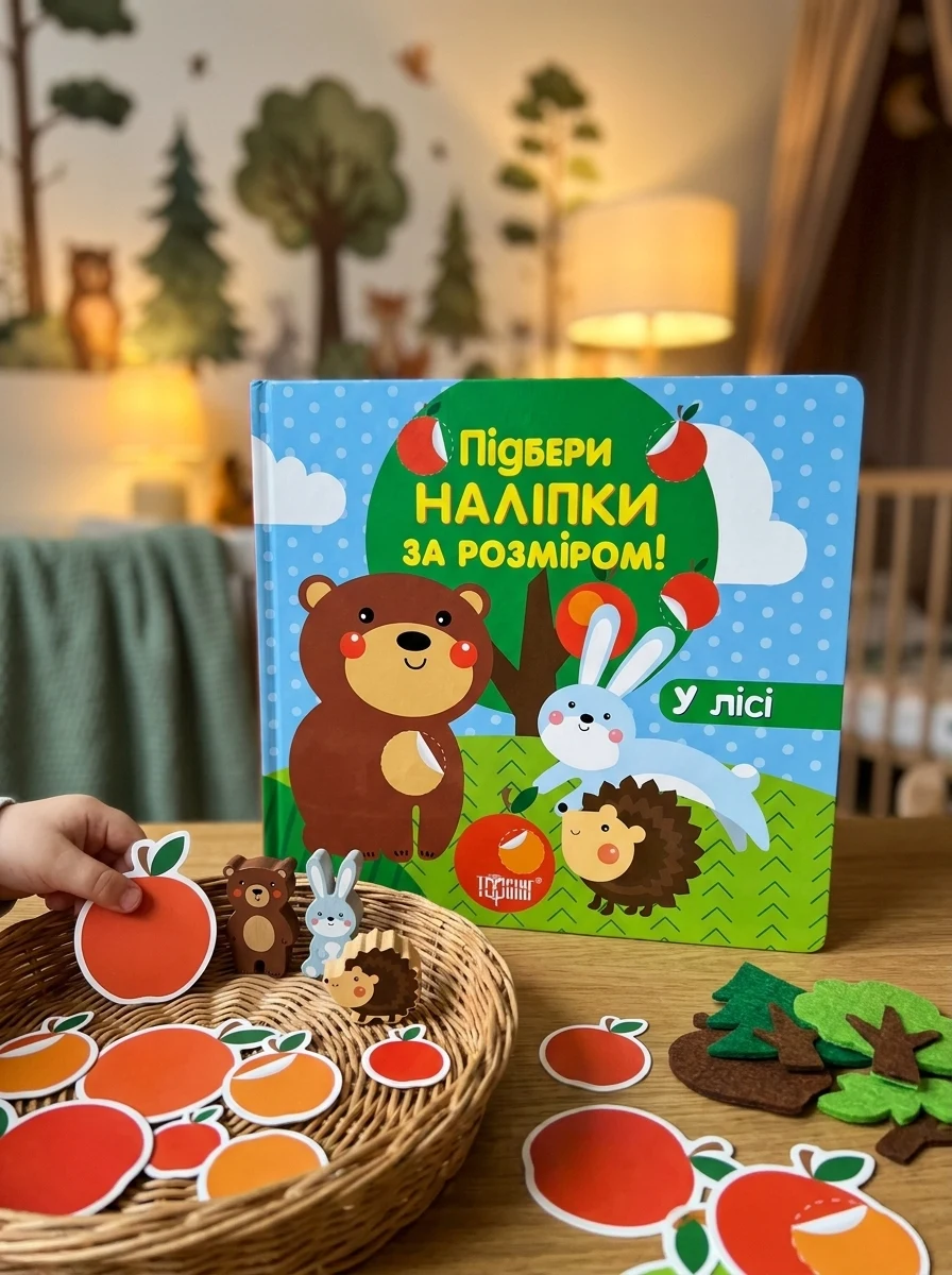 Підбери наліпки за розміром. У лісі, — Дитяча література