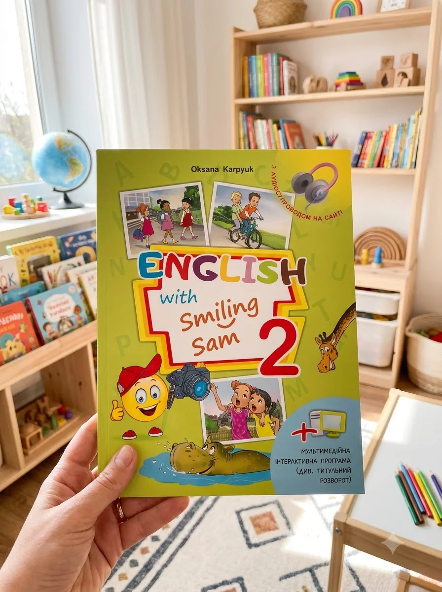 Підручник для 2 класу English with Smiling Sam 2 (з аудіосупроводом та мультимедійною інтерактивною програмою) — Карпюк Оксана, обкладинка