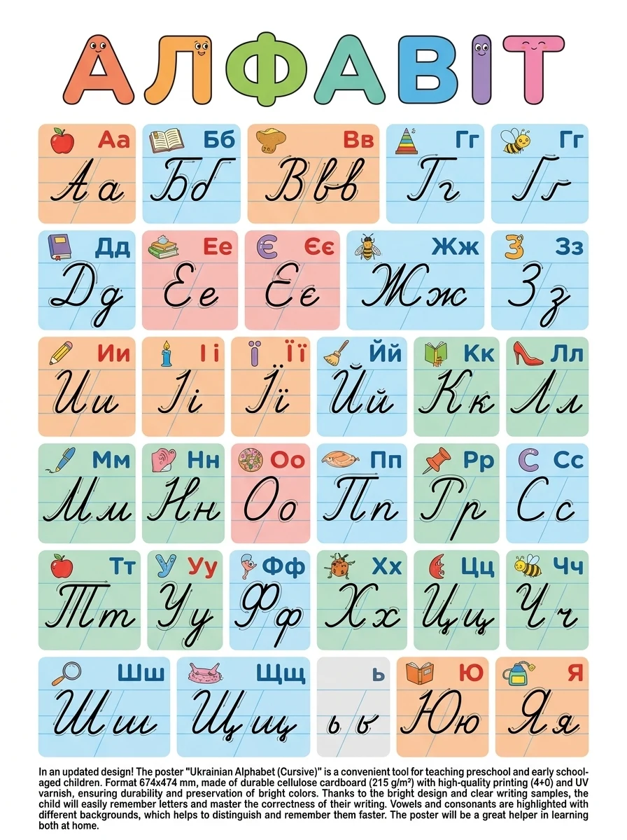 Плакат. Український алфавіт (прописний) Оновлений — Вивчення мов