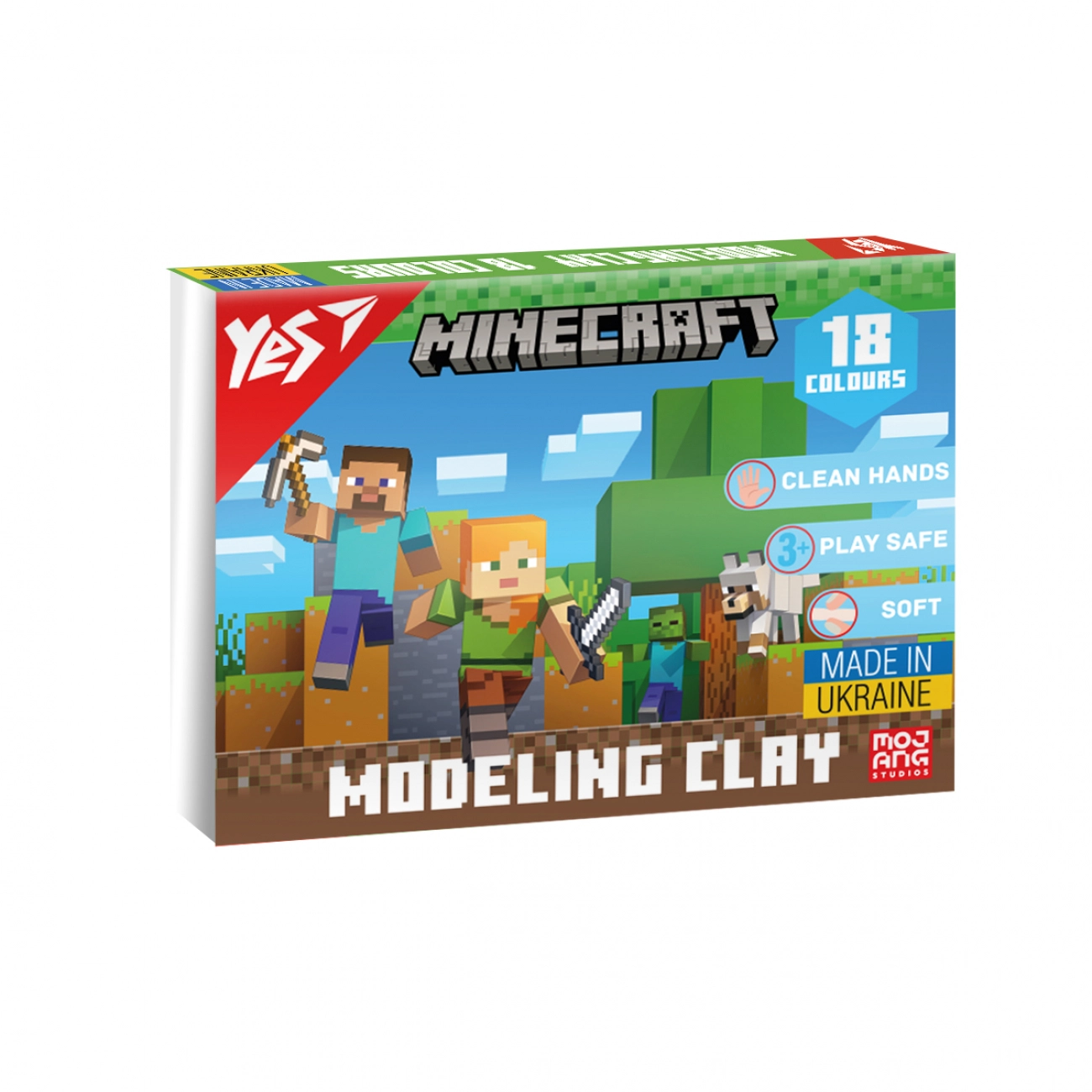 Пластилін 18 кольорів YES Minecraft 360г