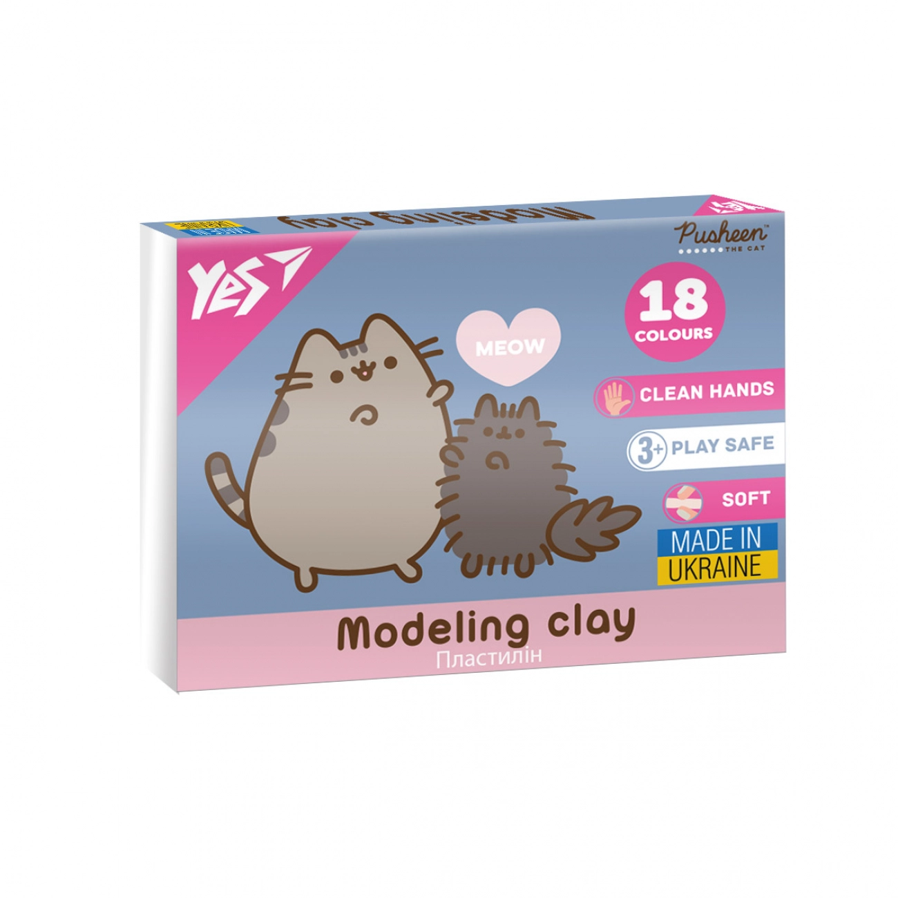 Пластилін Yes 18 кольорів 360г Pusheen