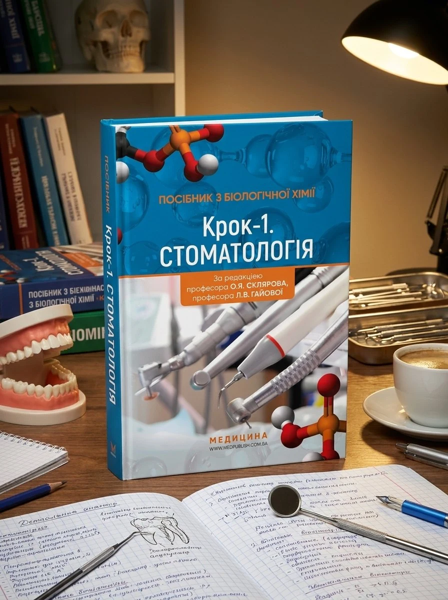 Посібник з біологічної хімії «Крок 1. Стоматологія»: навчальний посібник — О.Я Скляров, обкладинка