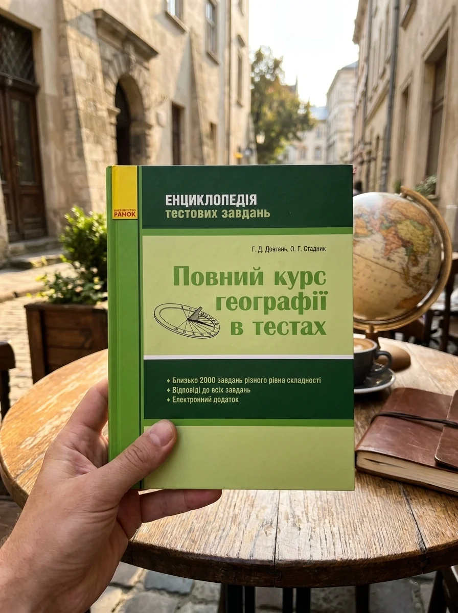 Повний курс географії в тестах — Галина Довгань, обкладинка