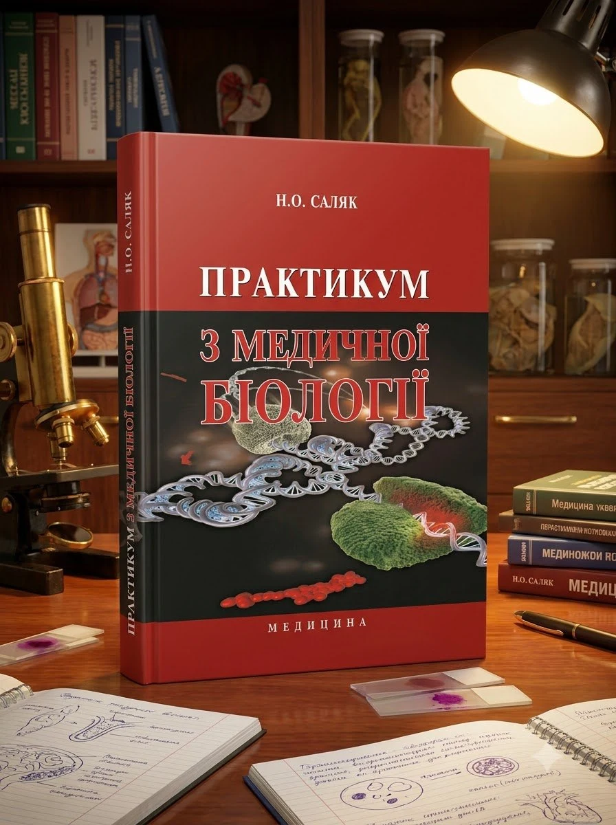 Практикум з медичної біології: навчальний посібник (ВНЗ І—ІІІ р. а.) — Н.О Саляк, обкладинка