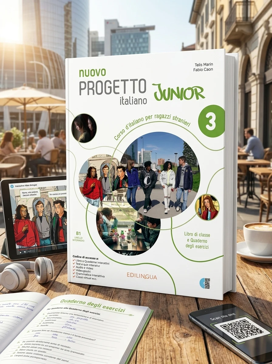 Progetto Italiano Junior Nuovo 3 Libro & Quaderno + audio + video (QR code) — Вивчення мов
