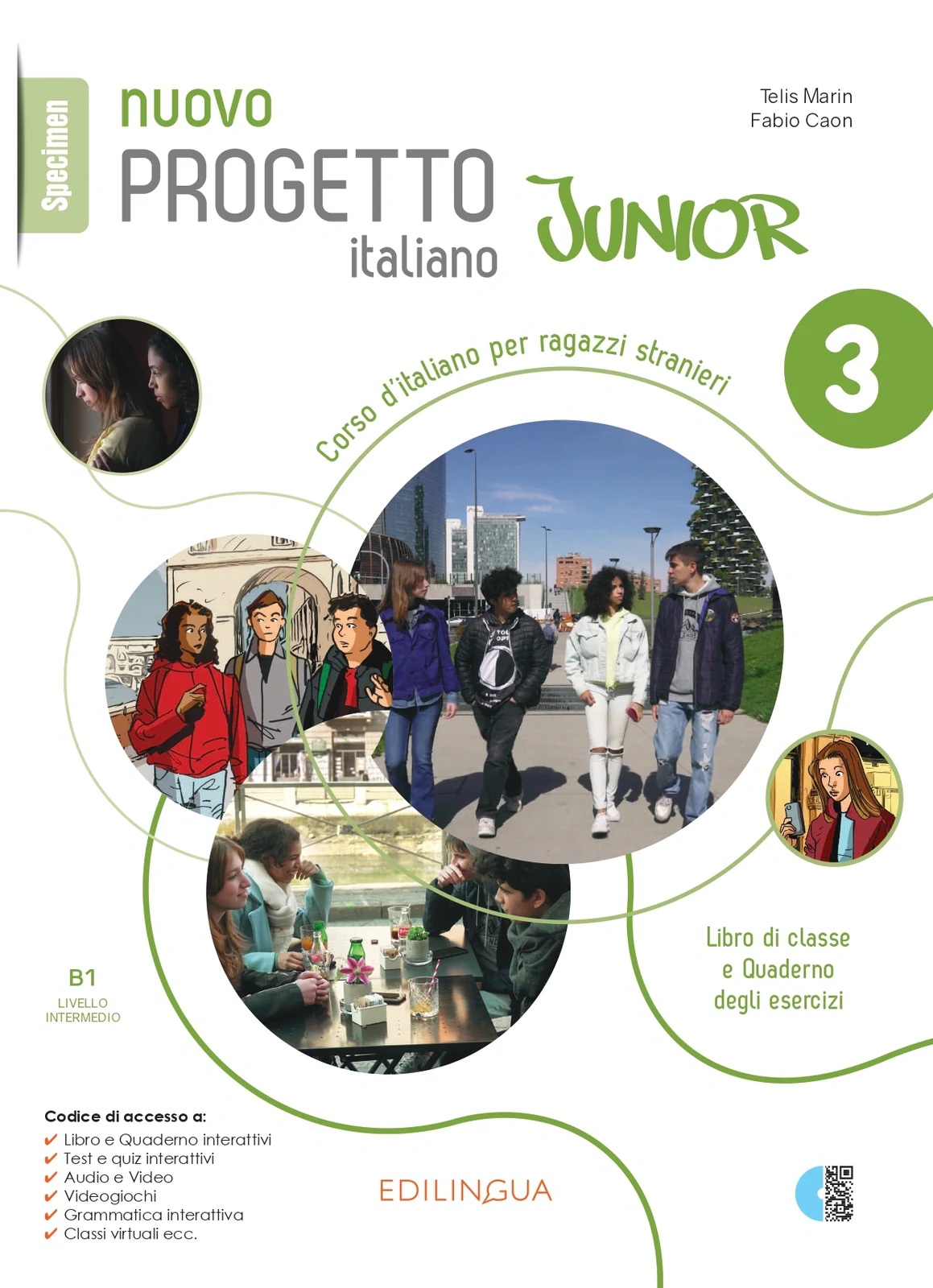 Progetto Italiano Junior Nuovo 3 Libro &amp; Quaderno + audio + video (QR code)