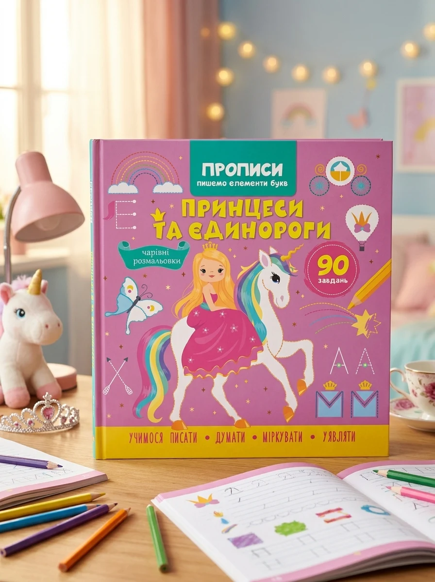 Прописи. Пишемо елементи букв. Принцеси та єдинороги, — Вивчення мов