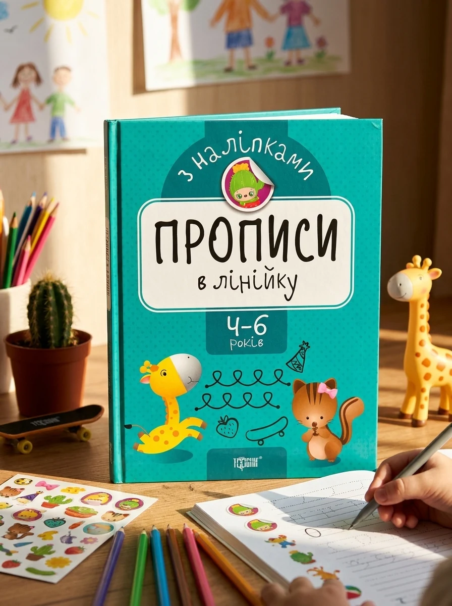 Прописи з наліпками. Прописи в лінійку