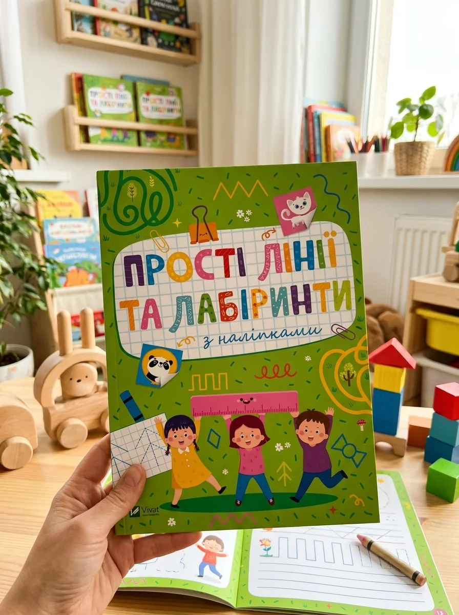 Прості лінії та лабіринти з наліпками — Книги з наліпками