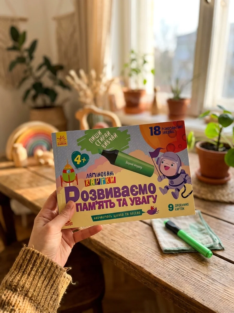 Пиши. Стирай. Вивчай. Розвиваємо памʼять та увагу. 4+ — Дитяча література