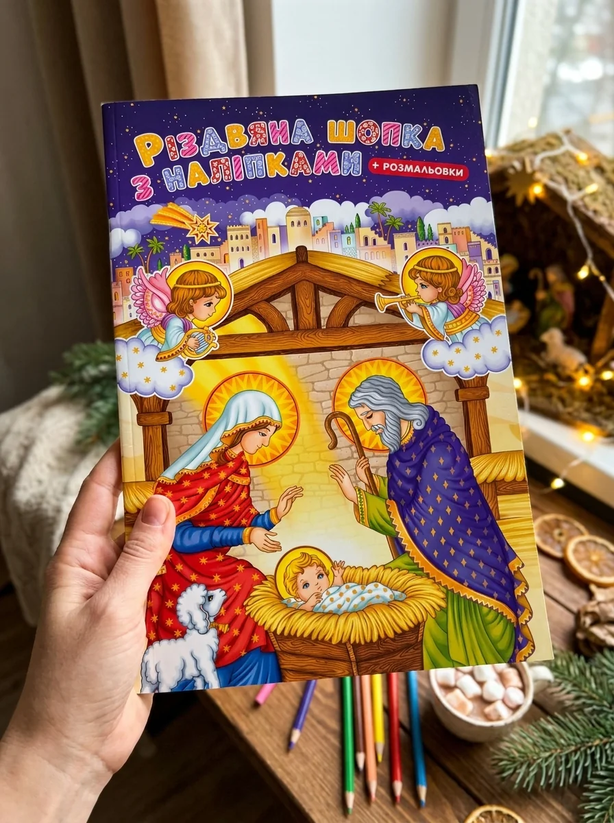 Різдвяна шопка з наліпками + розмальовки — Дитяча література