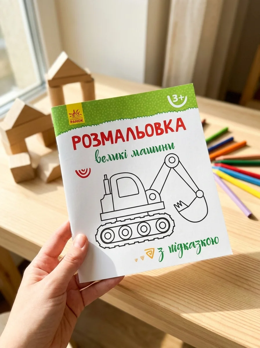 Розмальовка з підказкою. Великі машини — фото 2
