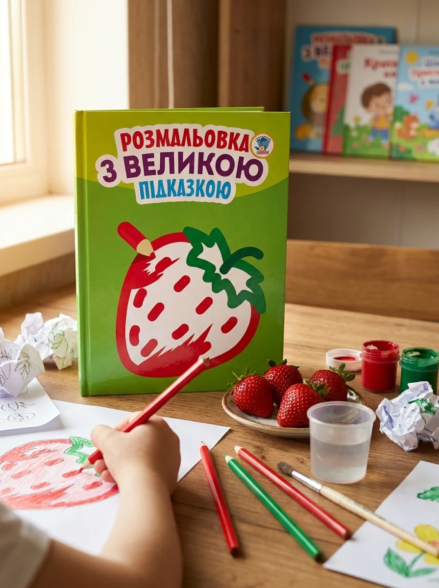 Розмальовка з великою підказкою. Полуниця, — Дитяча література