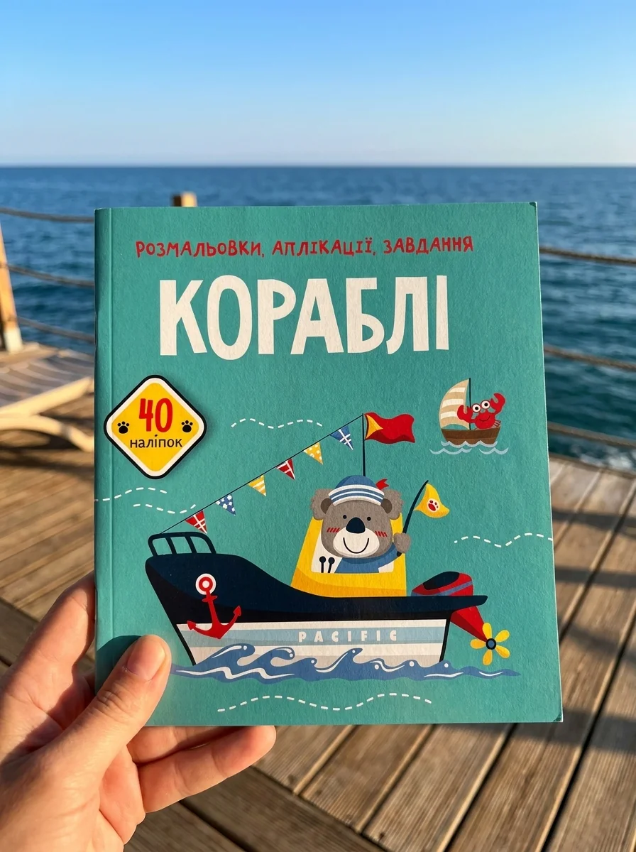 Розмальовки, аплікації, завдання. Кораблі. 40 наліпок — Дитяча література