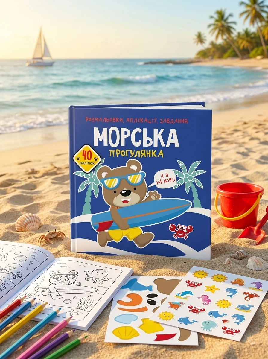 Розмальовки, аплікації, завдання. Морська прогулянка. 40 наліпок, — Дитяча література
