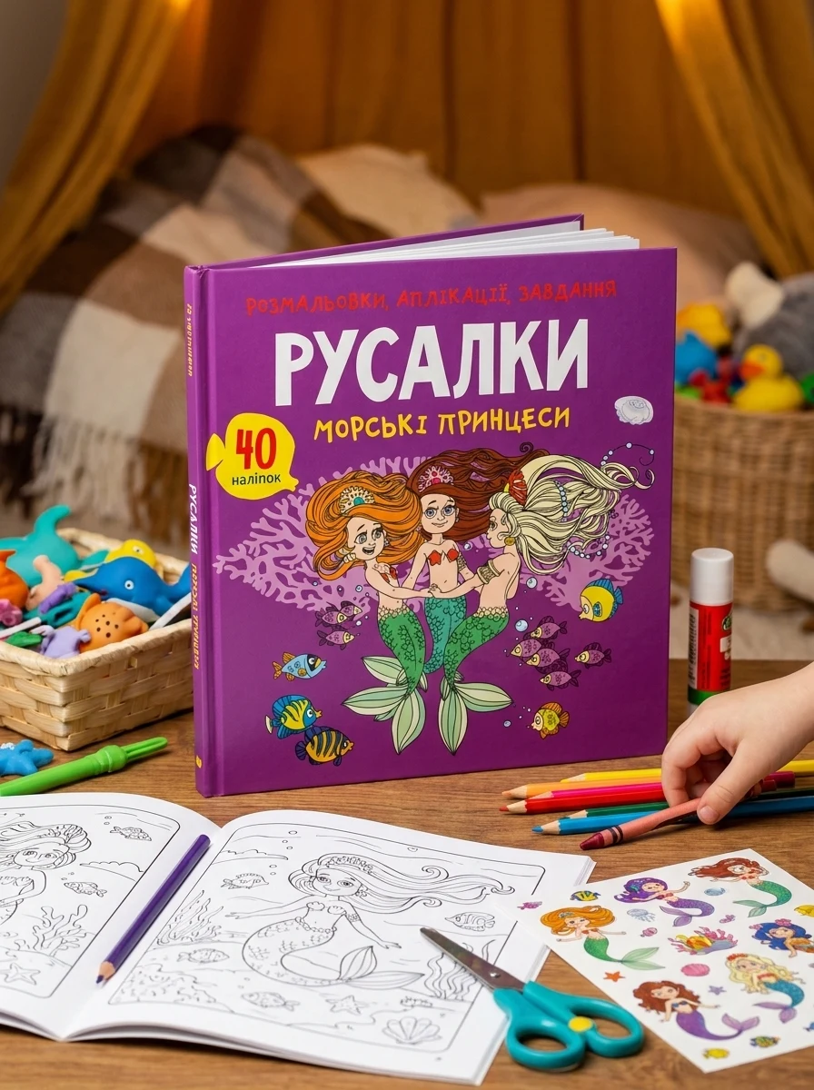 Розмальовки, аплікації, завдання. Русалки. Морські принцеси. 40 наліпок, — Дитяча література