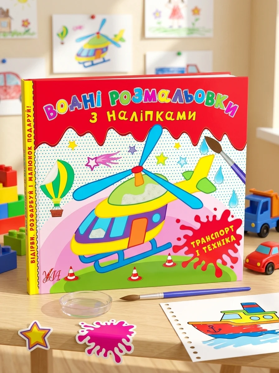 Розмальовки водні з наліпками.Транспорт і техніка — Дитяча література