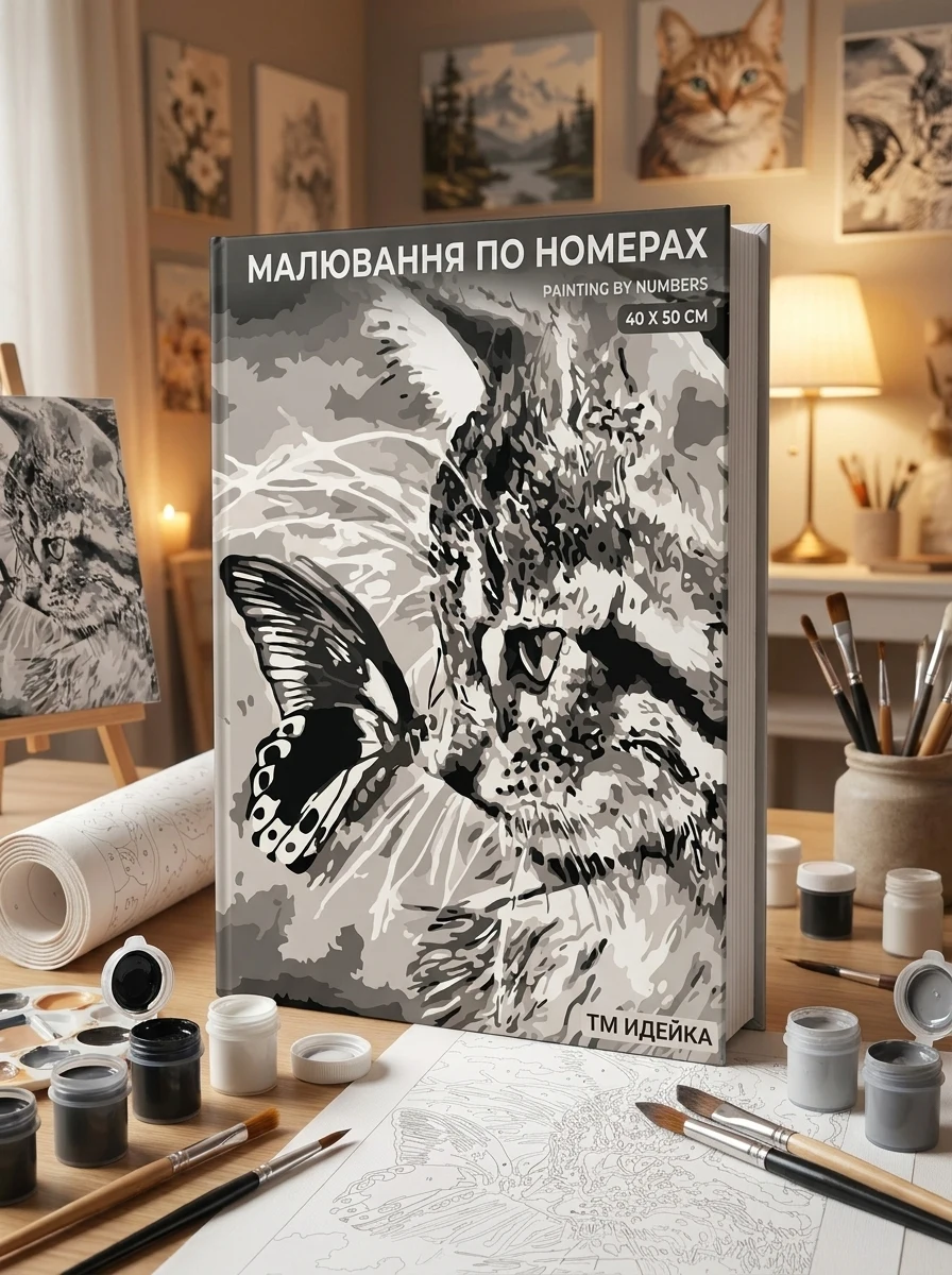 Розпис по номерах Кошеня і метелик 40х50, фото 2