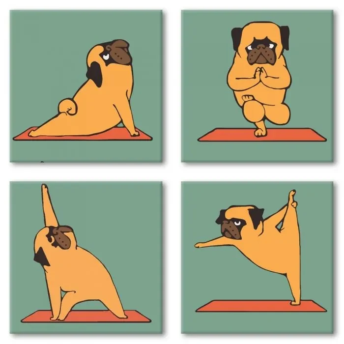 Розпис по номерах ПОЛІПТИХ (4 штуки 18х18 ) Yoga-dog