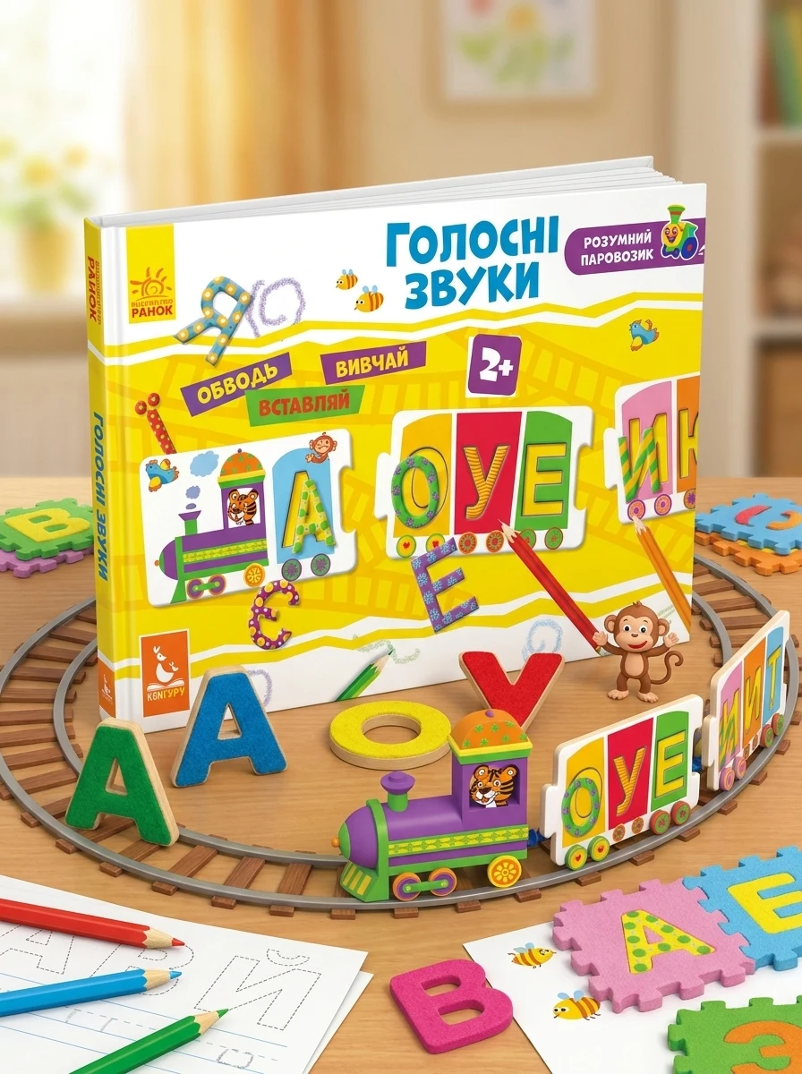 Розумний паровозик. Голосні звуки. 2+ — Книги
