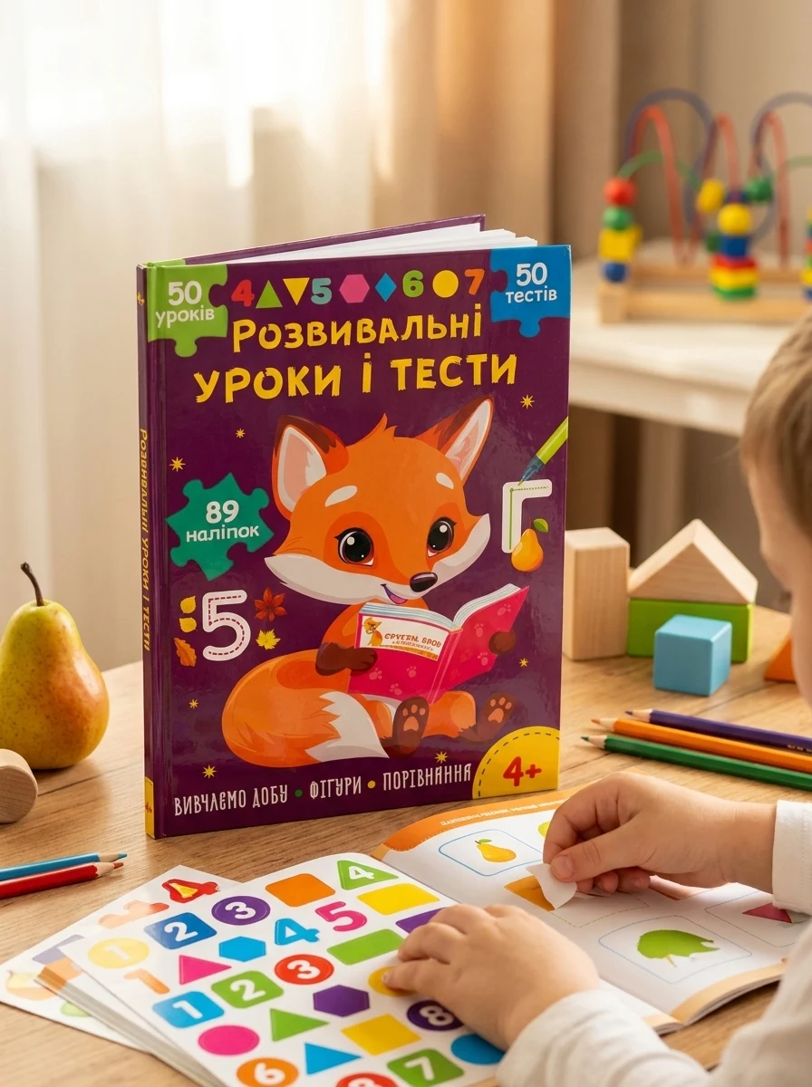 Розвивальні уроки і тести. Лисеня. 89 наліпок — фото 2
