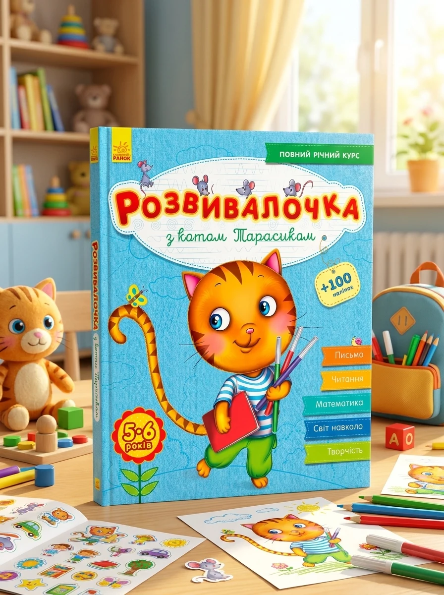 Розвивалочка з котом Тарасиком. 5-6 років (+100 наліпок), — Дитяча література