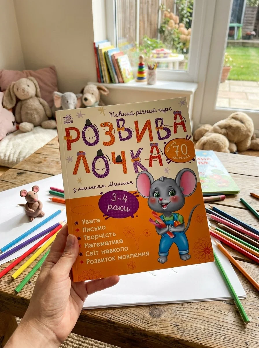 Розвивалочка з мишеням Мишком. 3-4 роки (+наліпки) — Книги з наліпками