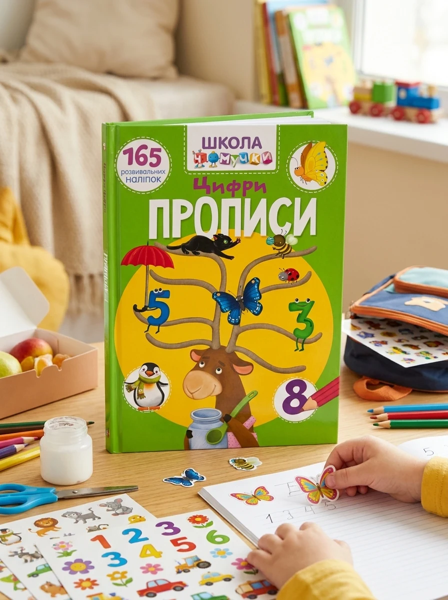 Школа чомучки. Прописи. Цифри. 165 розвивальних наліпок, — Дитяча література