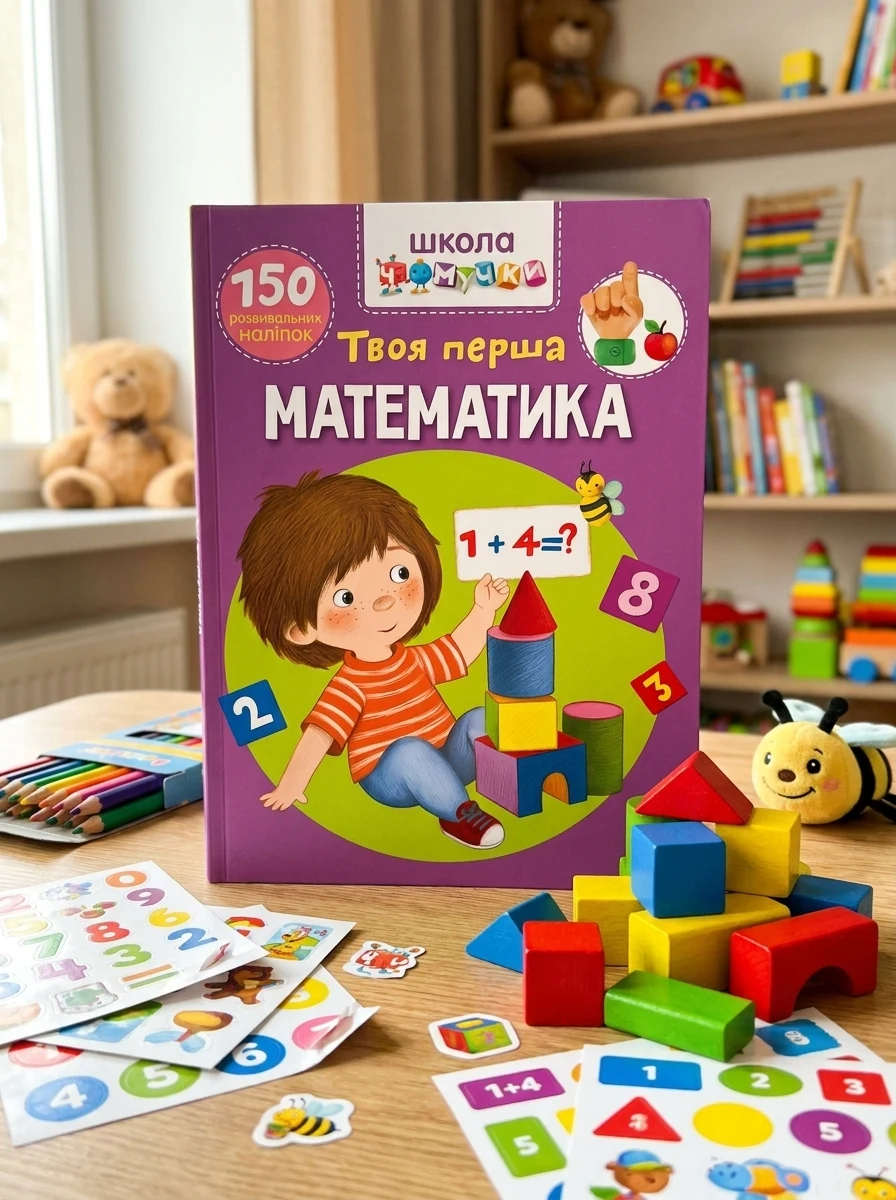 Школа чомучки. Твоя перша математика. 150 розвивальних наліпок, — Дитяча література