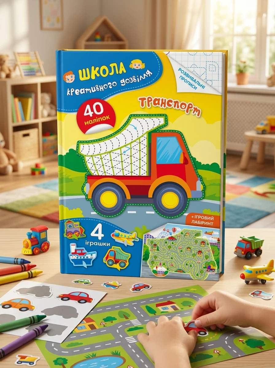 Школа креативного дозвілля. Транспорт. 40 наліпок, — Дитяча література
